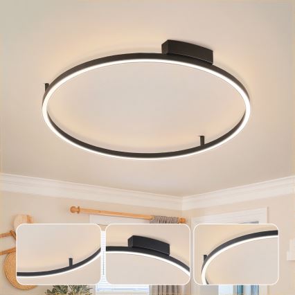 Brilagi - prigušiva stropna LED svetiljka PORTOFINO LED/60W/230V 3000-6000K prečnik 80 cm crna + daljinski upravljač