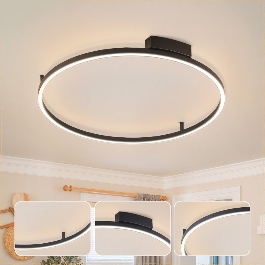 Brilagi - prigušiva stropna LED svetiljka PORTOFINO LED/60W/230V 3000-6000K prečnik 80 cm crna + daljinski upravljač
