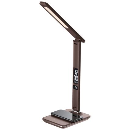 Brilagi - LED prigušiva stona lampa sa bežičnim QI punjenjem i USB priključkom REGINA LED/8,5W/230V braon