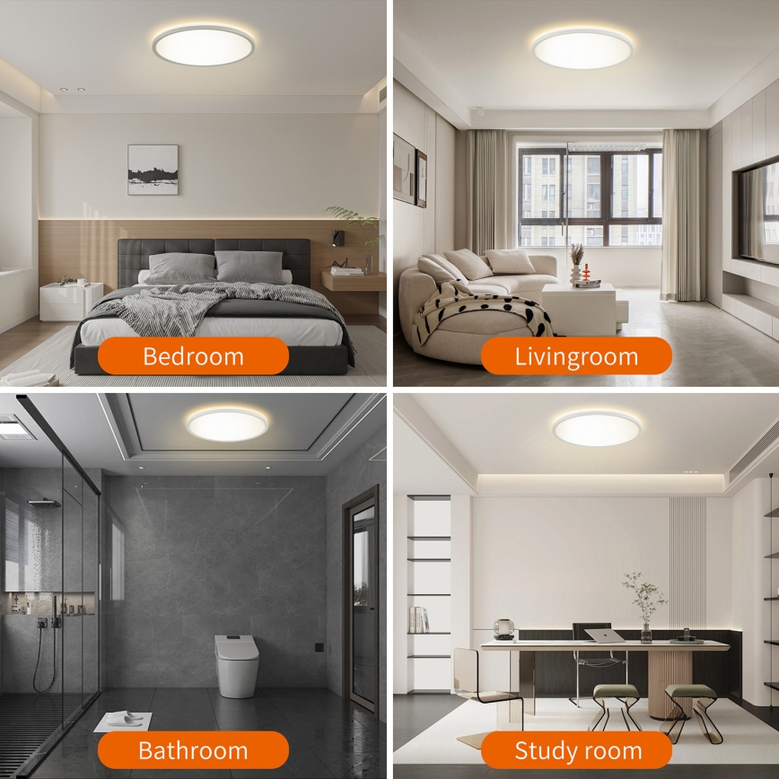 Brilagi - prigušiva LED svetiljka sa senzorom pokreta i sumraka ULTRA SLIM LED/18W/230V prečnik 30 cm + daljinski upravljač