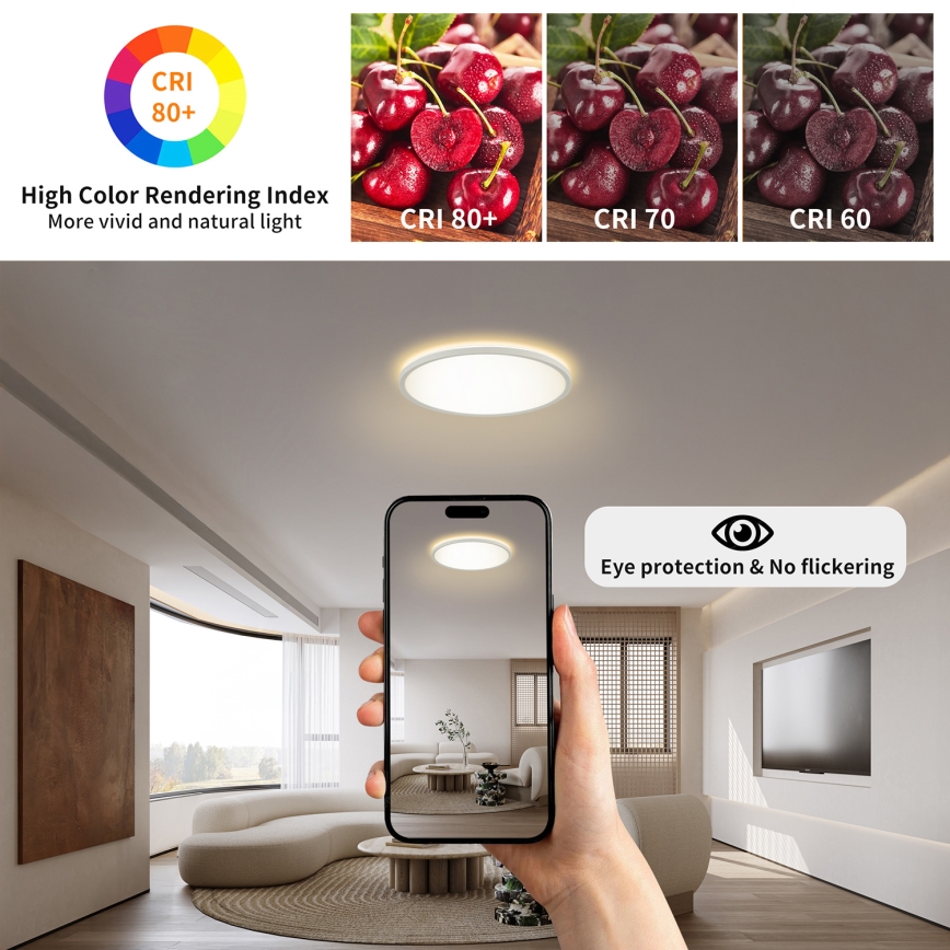 Brilagi - prigušiva LED svetiljka sa senzorom pokreta i sumraka ULTRA SLIM LED/18W/230V prečnik 30 cm + daljinski upravljač