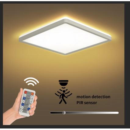 Brilagi - prigušiva LED svetiljka sa senzorom pokreta i sumraka ULTRA TANKA LED/18W/230V 30x30 cm + daljinski upravljač