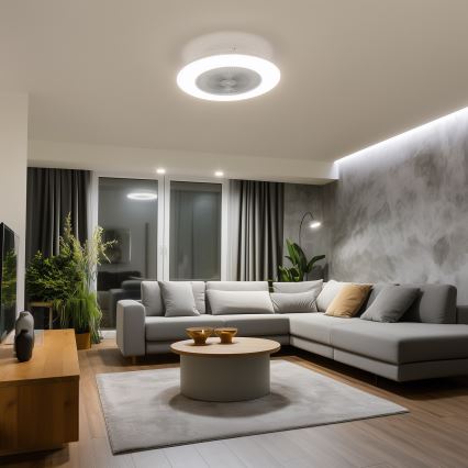 Brilagi - LED prigušiva svetiljka sa ventilatorom AURA LED/38W/230V 3000-6000K srebrna + daljinski upravljač