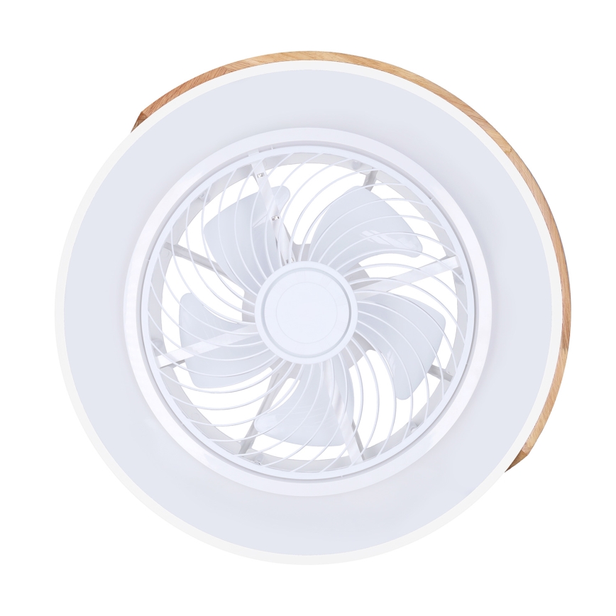 Brilagi - LED prigušiva stropno svetlo sa ventilatorom LED/30W/230V 3000-6500K bela/hrast + daljinski upravljač