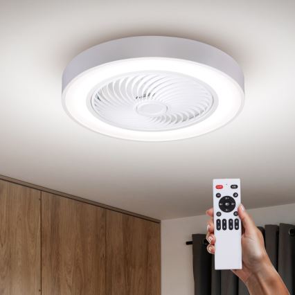 Brilagi - prigušiva LED plafonska lampa sa ventilatorom LED/30W/230V 3000-6500K pr. 50 cm bela + daljinski upravljač