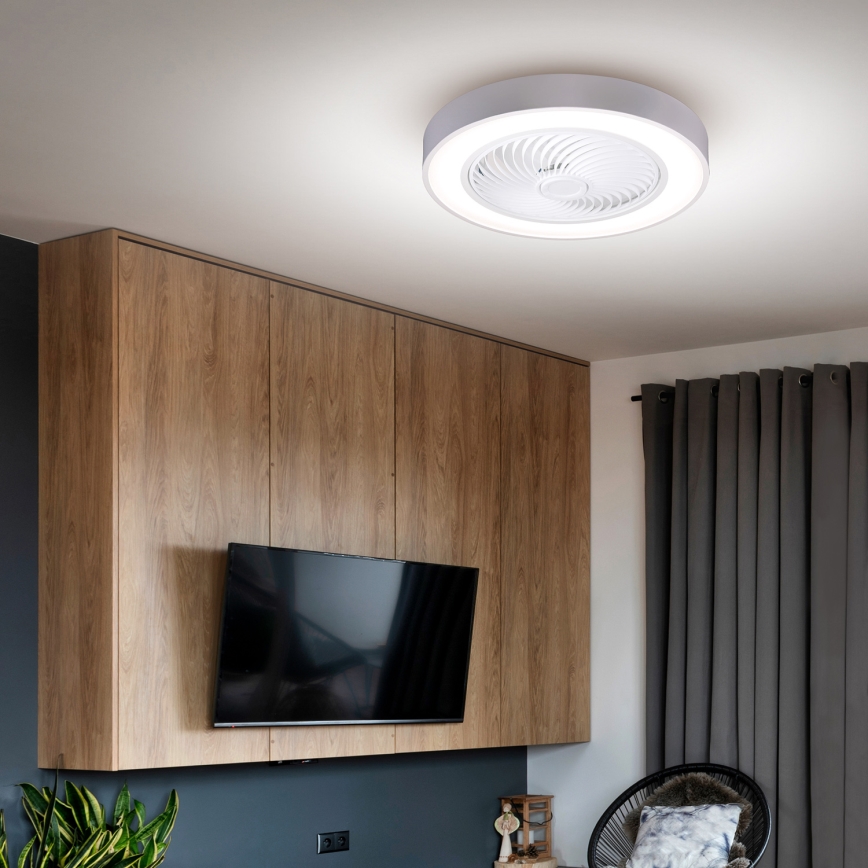 Brilagi - prigušiva LED plafonska lampa sa ventilatorom LED/30W/230V 3000-6500K pr. 50 cm bela + daljinski upravljač