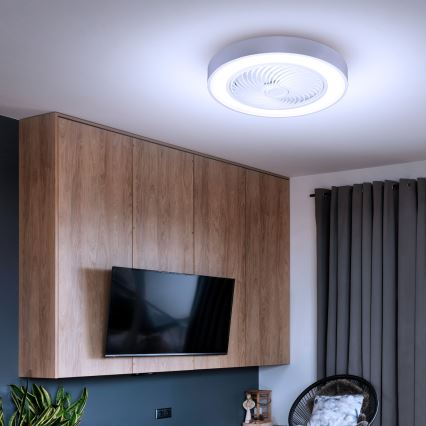 Brilagi - prigušiva LED plafonska lampa sa ventilatorom LED/30W/230V 3000-6500K pr. 50 cm bela + daljinski upravljač
