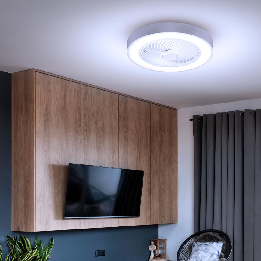 Brilagi - prigušiva LED plafonska lampa sa ventilatorom LED/30W/230V 3000-6500K pr. 50 cm bela + daljinski upravljač