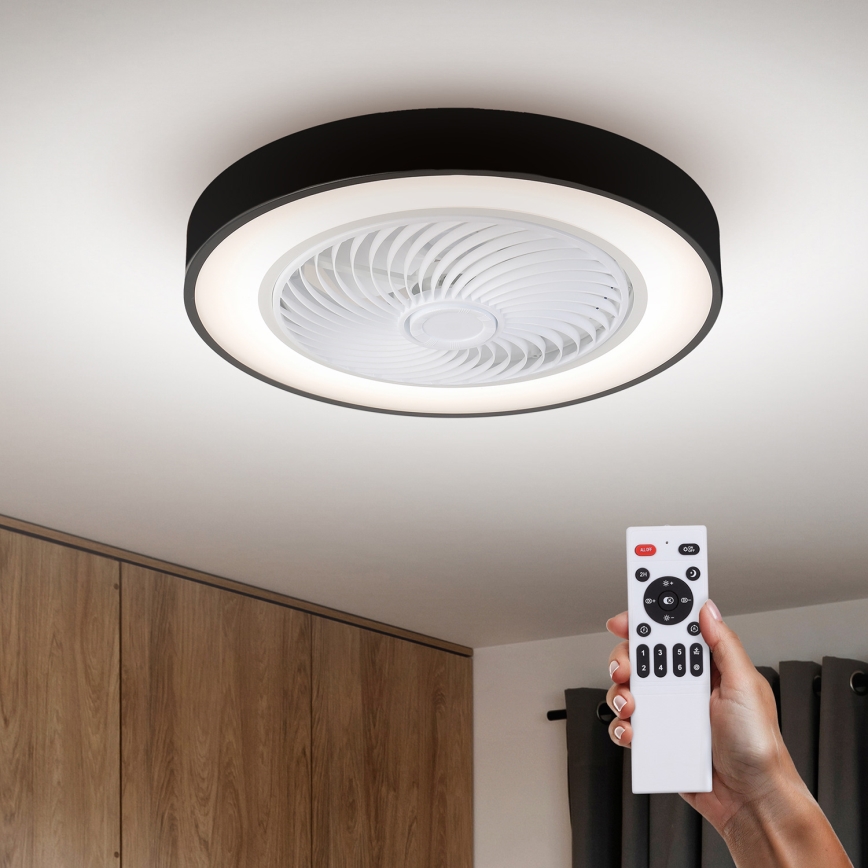 Brilagi - LED prigušiva plafonska svetiljka sa ventilatorom LED/30W/230V 3000-6500K crna + daljinski upravljač