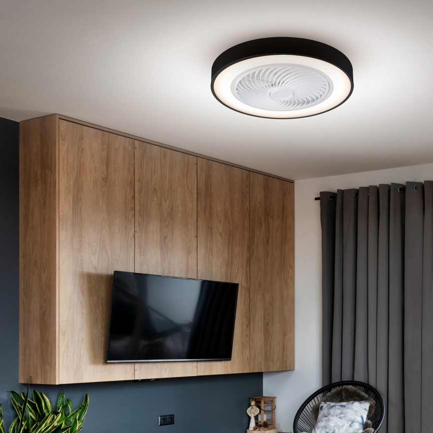 Brilagi - LED prigušiva plafonska svetiljka sa ventilatorom LED/30W/230V 3000-6500K crna + daljinski upravljač