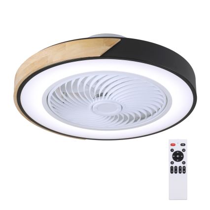 Brilagi - LED prigušiva plafonska lampa sa ventilatorom LED/30W/230V 3000-6500K crna/hrast + daljinski upravljač