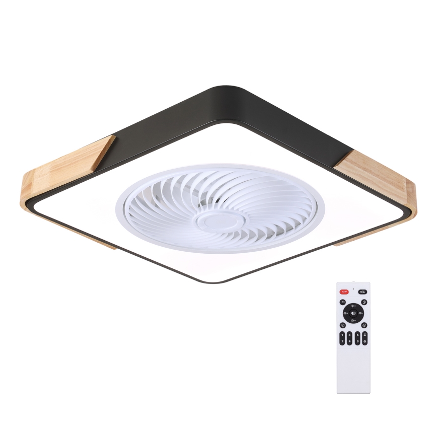 Brilagi - LED prigušiva stropno svetlo sa ventilatorom LED/30W/230V 3000-6500K crna/hrast + daljinski upravljač