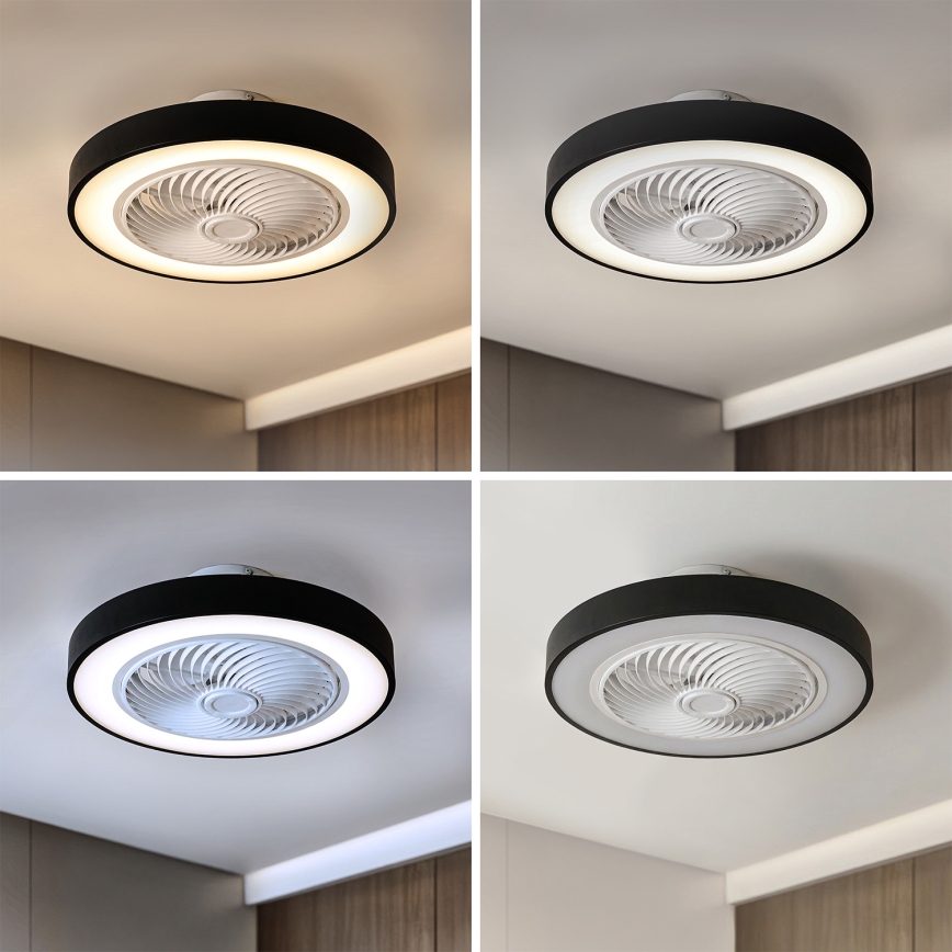 Brilagi - LED prigušiva stropna svetiljka sa ventilatorom LED/30W/230V 3000-6500K prečnik 50 cm crna + daljinski upravljač