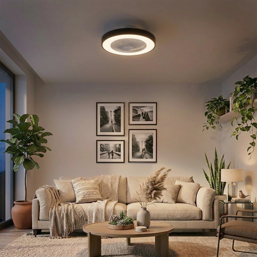 Brilagi - LED prigušiva stropna svetiljka sa ventilatorom LED/30W/230V 3000-6500K prečnik 50 cm crna + daljinski upravljač