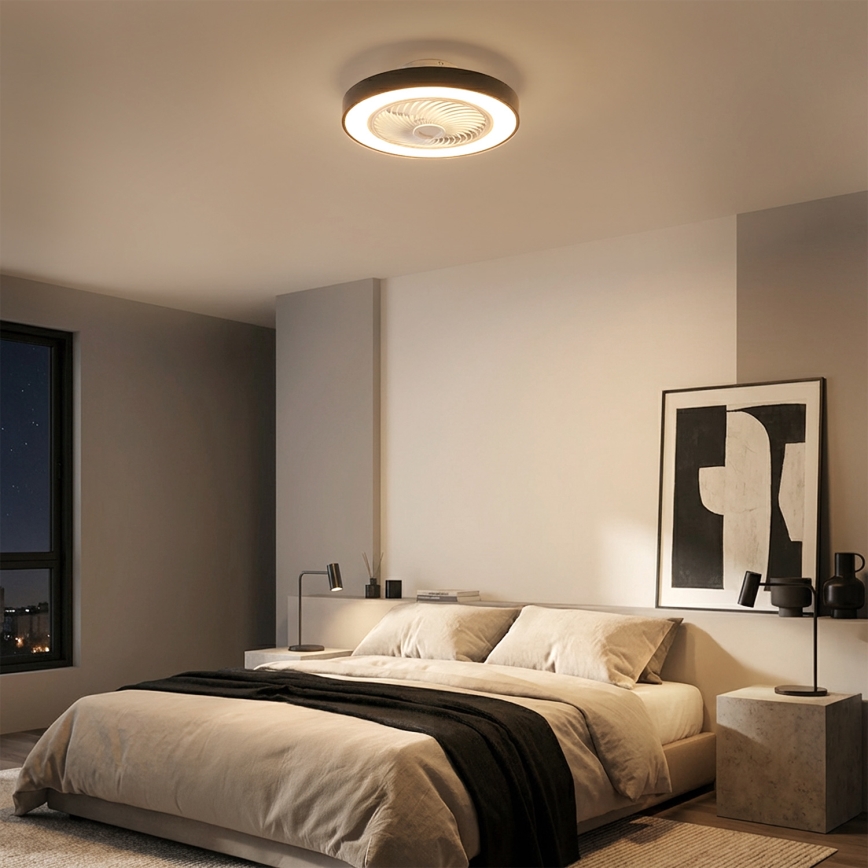 Brilagi - LED prigušiva stropna svetiljka sa ventilatorom LED/30W/230V 3000-6500K prečnik 50 cm crna + daljinski upravljač