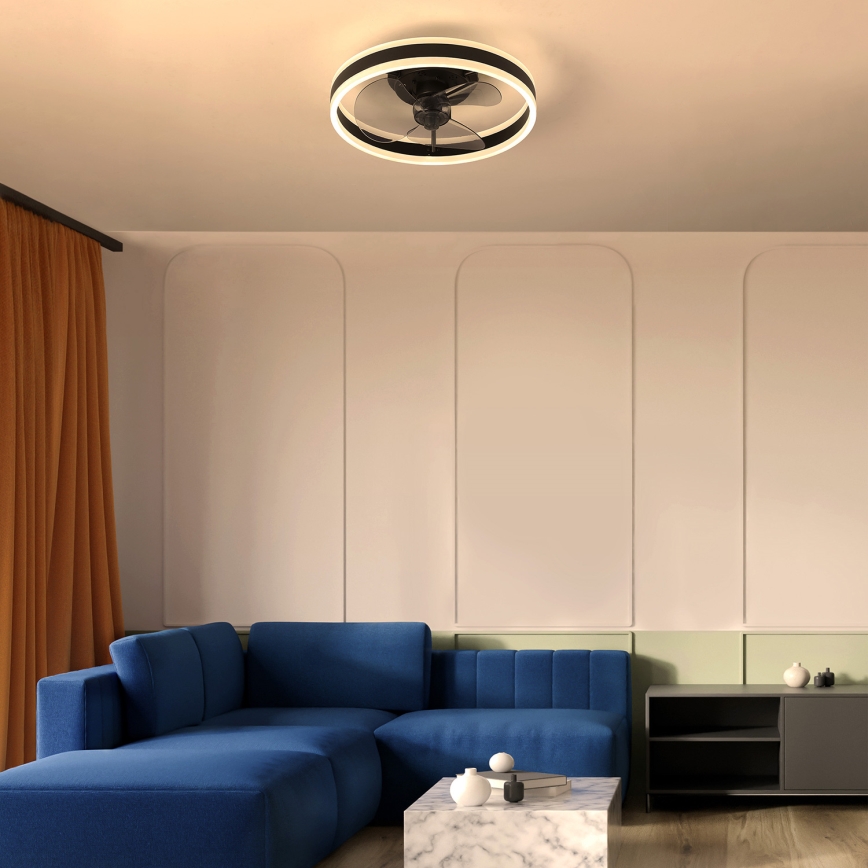 Brilagi - LED prigušiva plafonska lampa sa ventilatorom LED/30W/230V 3000-6500K crna + daljinski upravljač