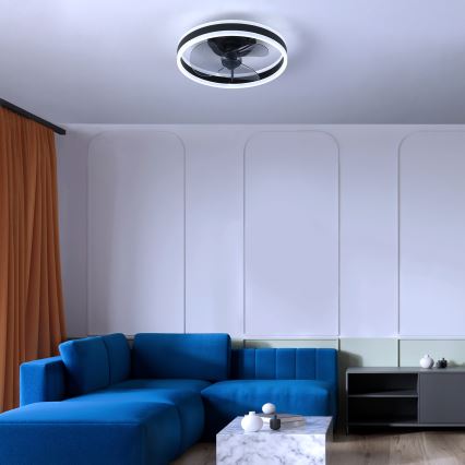 Brilagi - LED prigušiva plafonska lampa sa ventilatorom LED/30W/230V 3000-6500K crna + daljinski upravljač