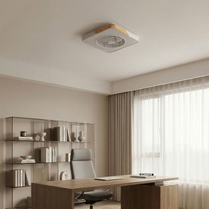 Brilagi - LED prigušiva stropno svetlo sa ventilatorom LED/38W/230V 3000-6500K 50x50 cm bela/hrast + daljinski upravljač