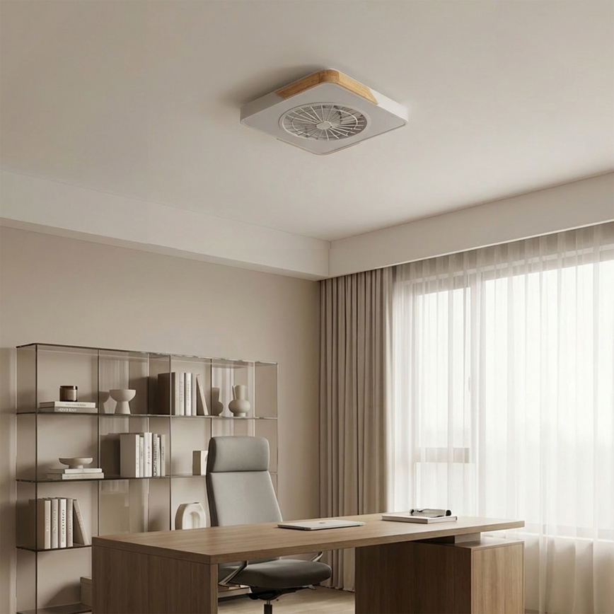 Brilagi - LED prigušiva stropno svetlo sa ventilatorom LED/38W/230V 3000-6500K 50x50 cm bela/hrast + daljinski upravljač