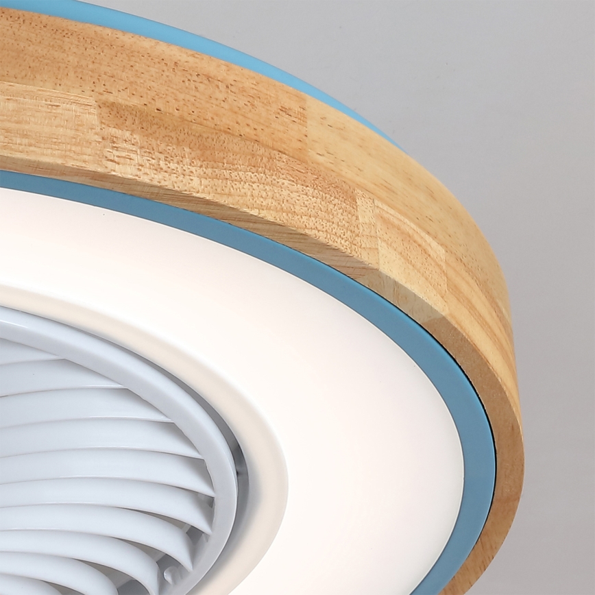 Brilagi - LED prigušiva plafonska svetiljka sa ventilatorom LED/38W/230V 3000-6500K prečnik 50 cm plava/hrast + daljinsko upravljanje