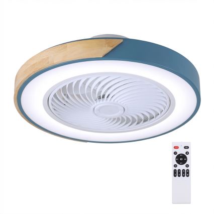 Brilagi - LED prigušiva plafonska svetiljka sa ventilatorom LED/38W/230V 3000-6500K prečnik 50 cm plava/hrast + daljinsko upravljanje