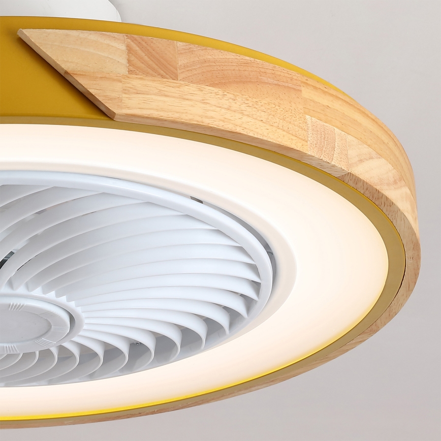 Brilagi - LED prigušiva plafonska svetiljka sa ventilatorom LED/38W/230V 3000-6500K prečnik 50 cm zlatna/hrast + daljinski upravljač