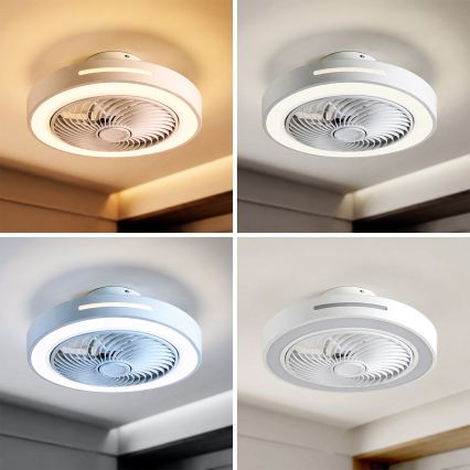 BRILAGI - prigušiva LED plafonska lampa sa ventilatorom LED/38W/230V 3000-6500K prečnik 46 cm bela + daljinski upravljač