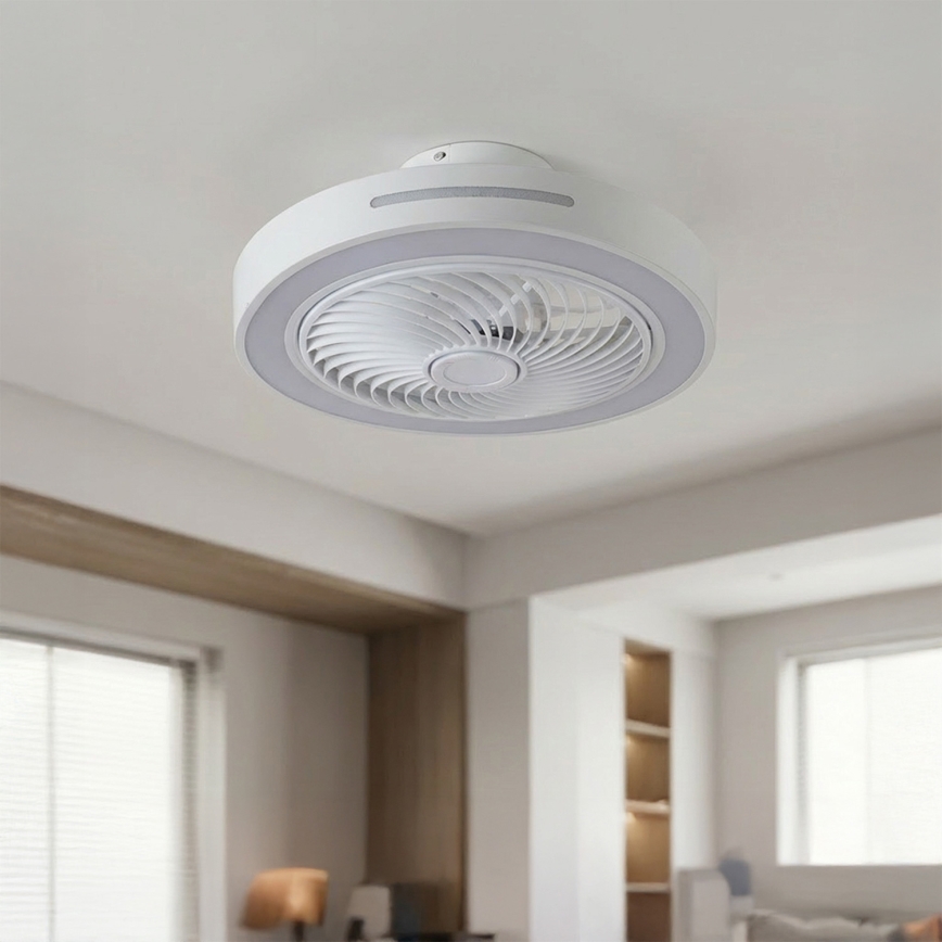 BRILAGI - prigušiva LED plafonska lampa sa ventilatorom LED/38W/230V 3000-6500K prečnik 46 cm bela + daljinski upravljač