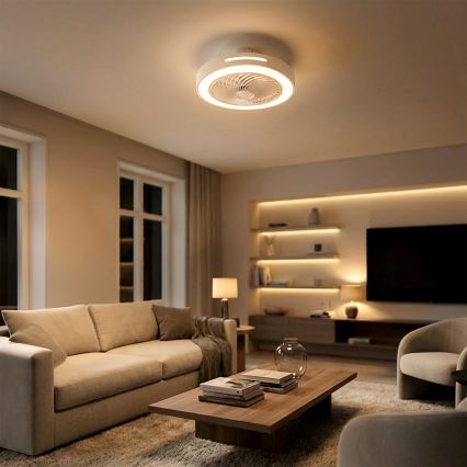BRILAGI - prigušiva LED plafonska lampa sa ventilatorom LED/38W/230V 3000-6500K prečnik 46 cm bela + daljinski upravljač