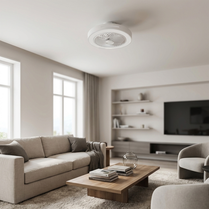 BRILAGI - prigušiva LED plafonska lampa sa ventilatorom LED/38W/230V 3000-6500K prečnik 46 cm bela + daljinski upravljač