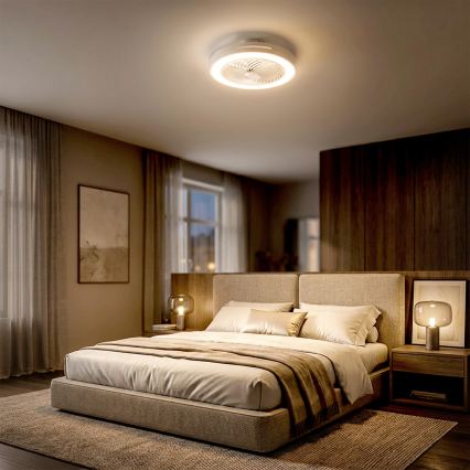 BRILAGI - prigušiva LED plafonska lampa sa ventilatorom LED/38W/230V 3000-6500K prečnik 46 cm bela + daljinski upravljač