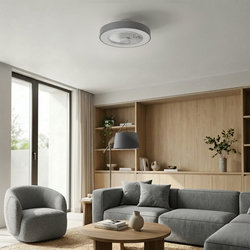 Brilagi - LED prigušiva stropna svetiljka sa ventilatorom LED/38W/230V 3000-6500K 3000-6500K prečnik 50 cm siva + daljinski upravljač