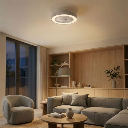Brilagi - LED prigušiva stropna svetiljka sa ventilatorom LED/38W/230V 3000-6500K 3000-6500K prečnik 50 cm siva + daljinski upravljač