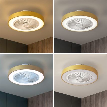 Brilagi - LED prigušiva stropna svetiljka sa ventilatorom LED/38W/230V 3000-6500K prečnik 50 cm zlatna + daljinski upravljač