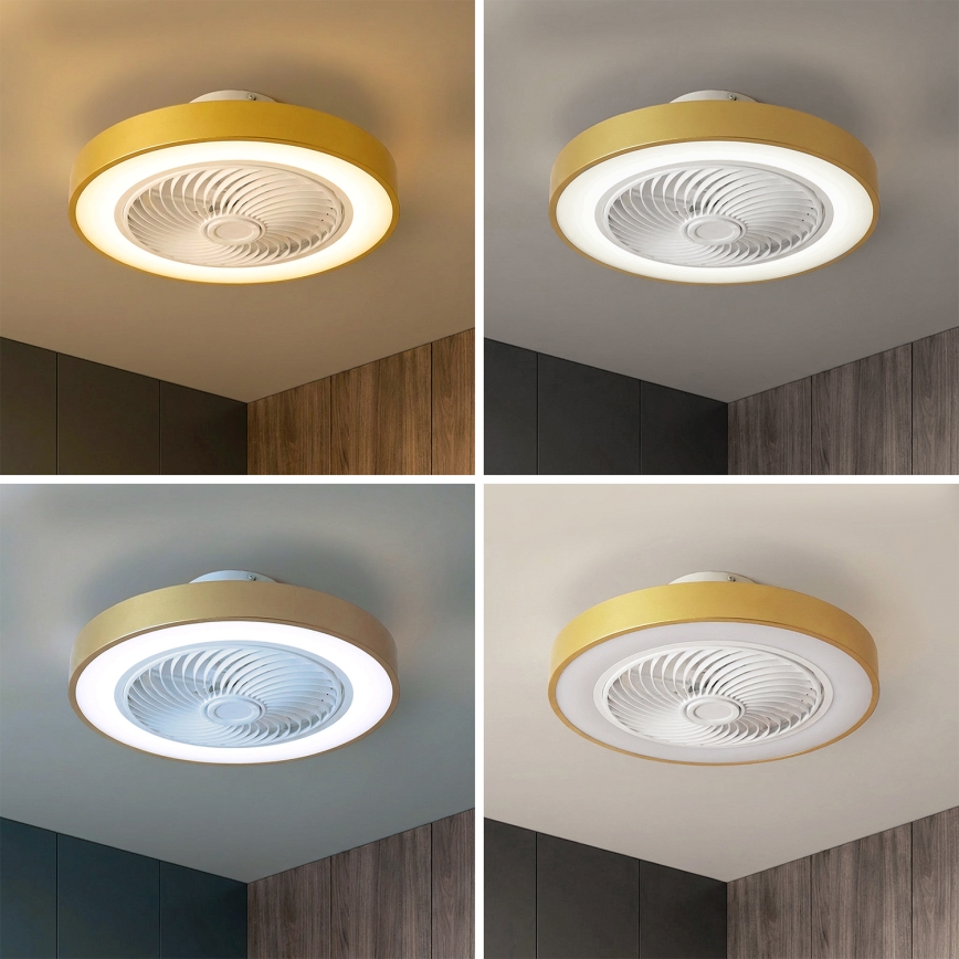 Brilagi - LED prigušiva stropna svetiljka sa ventilatorom LED/38W/230V 3000-6500K prečnik 50 cm zlatna + daljinski upravljač