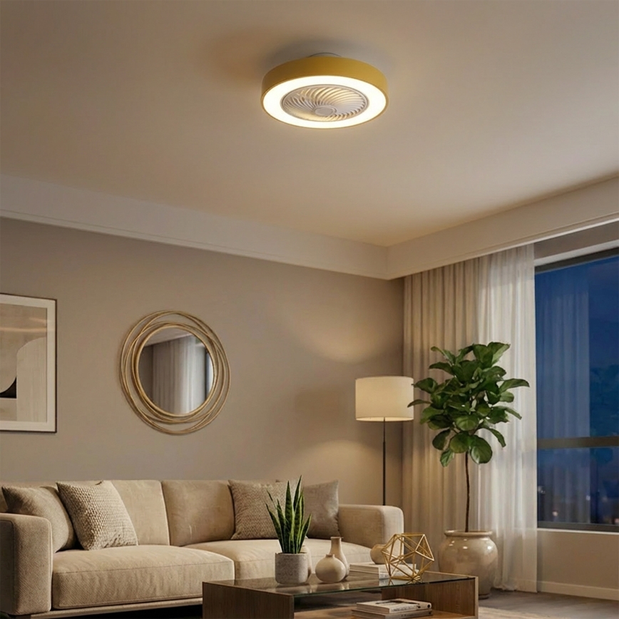 Brilagi - LED prigušiva stropna svetiljka sa ventilatorom LED/38W/230V 3000-6500K prečnik 50 cm zlatna + daljinski upravljač