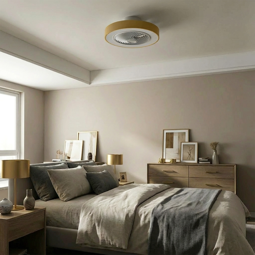 Brilagi - LED prigušiva stropna svetiljka sa ventilatorom LED/38W/230V 3000-6500K prečnik 50 cm zlatna + daljinski upravljač