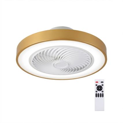 Brilagi - LED prigušiva stropna svetiljka sa ventilatorom LED/38W/230V 3000-6500K prečnik 50 cm zlatna + daljinski upravljač