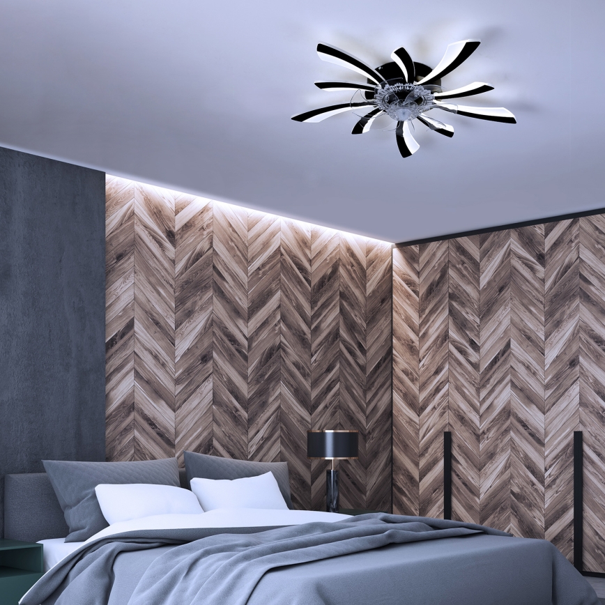 Brilagi - LED prigušiva stropna lampa sa ventilatorom LED/50W/230V 3000-6500K crna + daljinski upravljač