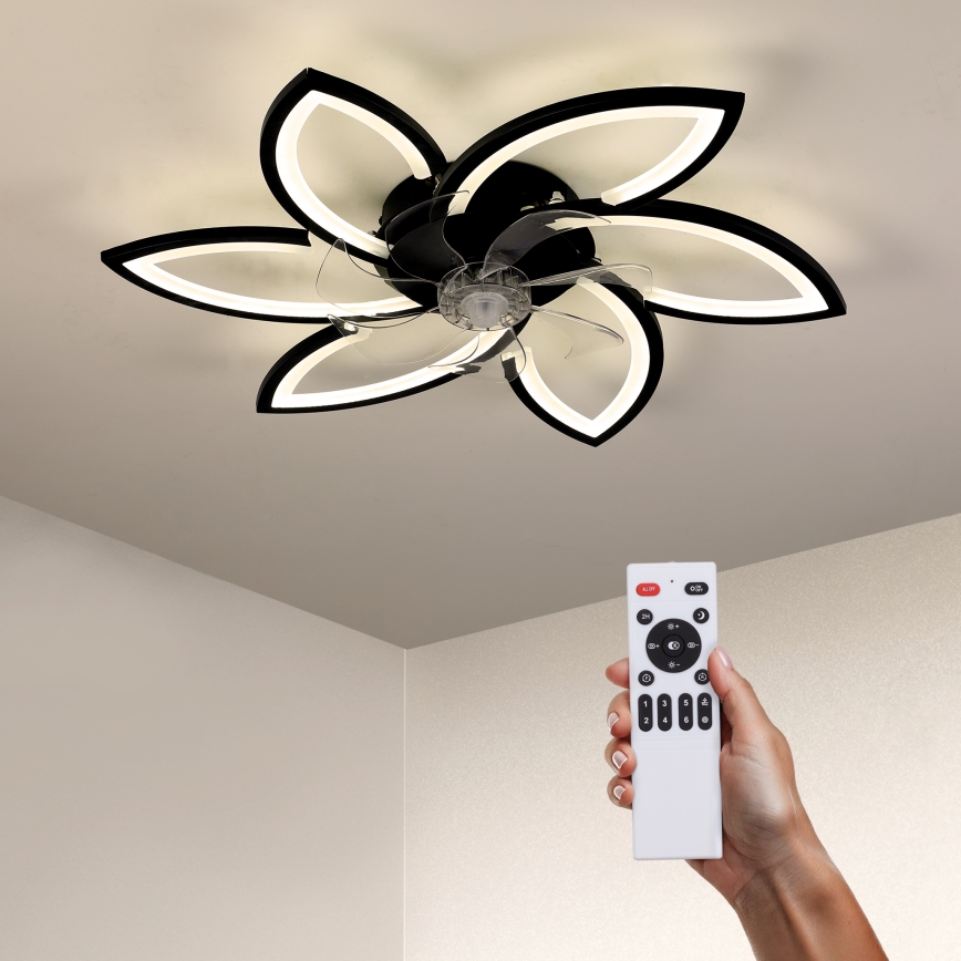 Brilagi - LED prigušiva plafonska svetiljka sa ventilatorom LED/50W/230V 3000-6500K crna + daljinski upravljač