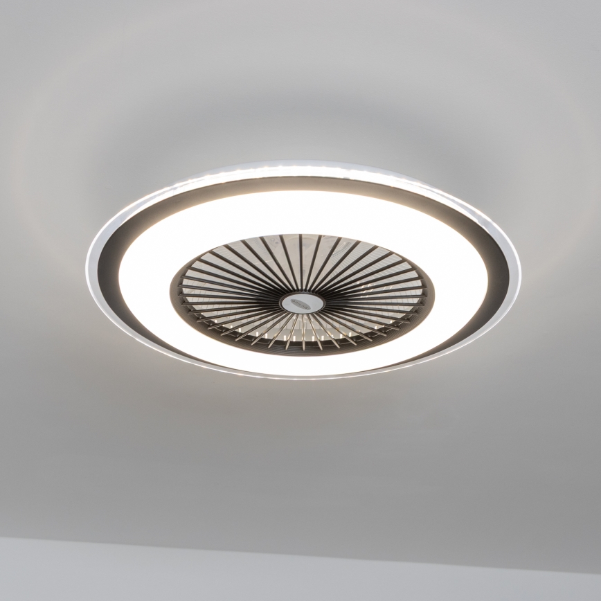 Brilagi - LED prigušiva svetiljka sa ventilatorom RONDA LED/48W/230V 3000-6000K crna + daljinski upravljač
