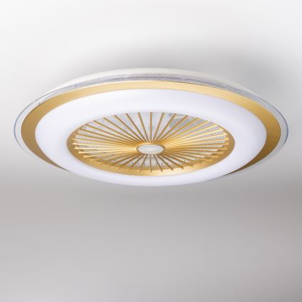 Brilagi - RONDA prigušiva LED svetiljka sa ventilatorom 48W/230V 3000-6000K zlatna + sa daljinskim upravljačem