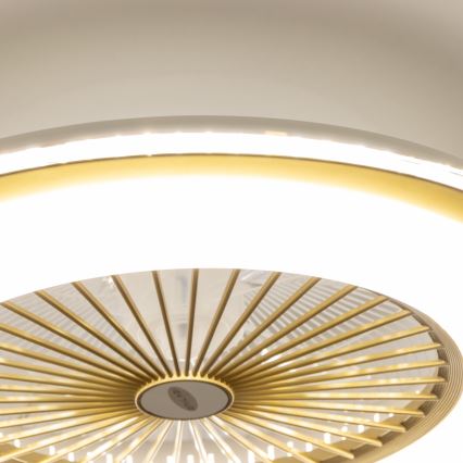 Brilagi - RONDA prigušiva LED svetiljka sa ventilatorom 48W/230V 3000-6000K zlatna + sa daljinskim upravljačem