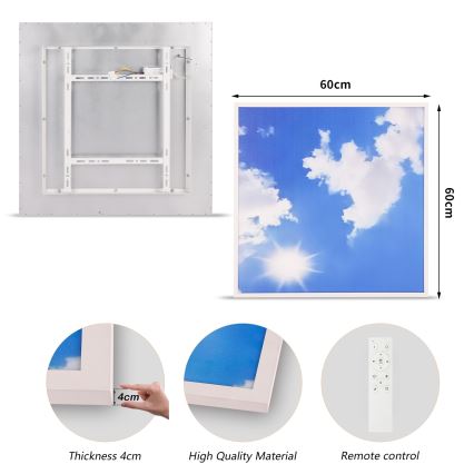 Brilagi - LED prigušiva plafonsko svetlo SLIMFRAME SKY LED/58W/230V 60x60 cm 3000-6000K srebrna/plava + sa daljinskim upravljačem
