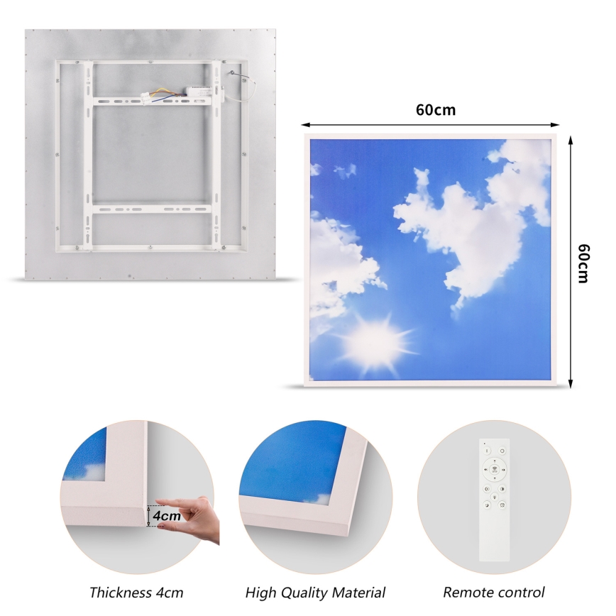 Brilagi - LED prigušiva plafonsko svetlo SLIMFRAME SKY LED/58W/230V 60x60 cm 3000-6000K srebrna/plava + sa daljinskim upravljačem