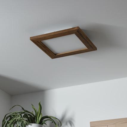 Brilagi - LED prigušiva stropna svetiljka SLIMFRAME WOOD LED/25W/230V 34x34 cm 3000-6000K braon + daljinsko upravljanje