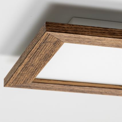 Brilagi - LED prigušiva stropna svetiljka SLIMFRAME WOOD LED/25W/230V 34x34 cm 3000-6000K braon + daljinsko upravljanje