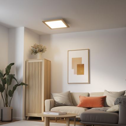 Brilagi - LED prigušiva plafonska svetiljka SLIMFRAME WOOD LED/36W/230V 49,5x49,5 cm 3000-6000K smeđa + daljinski upravljač