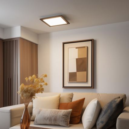 Brilagi - LED prigušiva plafonska svetiljka SLIMFRAME WOOD LED/36W/230V 49,5x49,5 cm 3000-6000K braon + daljinski upravljač