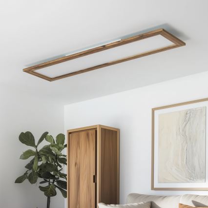 Brilagi - LED prigušiva plafonska svetiljka SLIMFRAME WOOD LED/58W/230V 124x33,7 cm 3000-6000K braon + daljinski upravljač